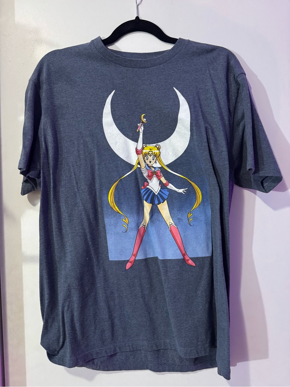 Sailor Moon Anime Graphic Tee - Charcoal with Yellow & Pink Accents